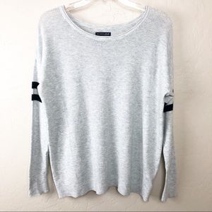 American Eagle light grey sweater w/ arm stripes.